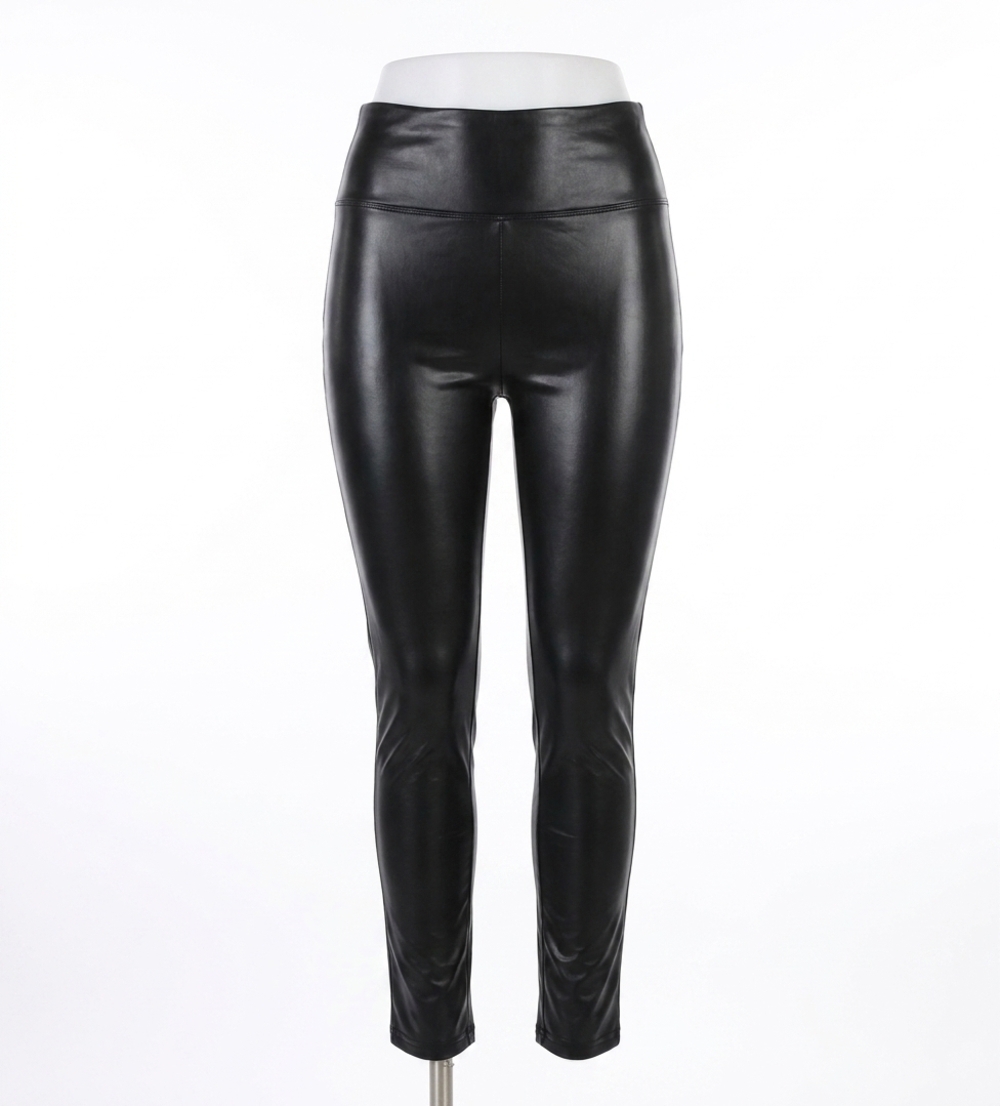 NEW ELAN faux leather straight pants in black